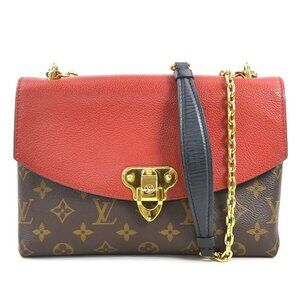 Auth LOUIS VUITTON Monogram Saint Placide Shoulder Bag Brown/Red